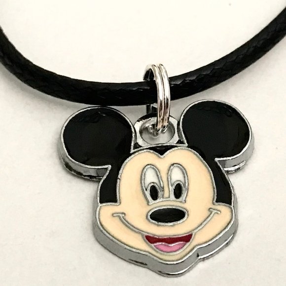 Mickey Mouse Necklace Disney 17-19" Pendant Black Cord - Picture 2 of 9